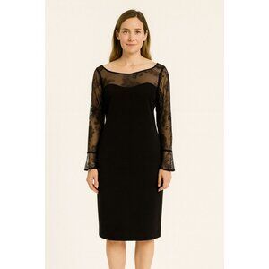 Karl Lagerfeld Paris Black Sheer Sleeve Dress SZ 12, Runs Small